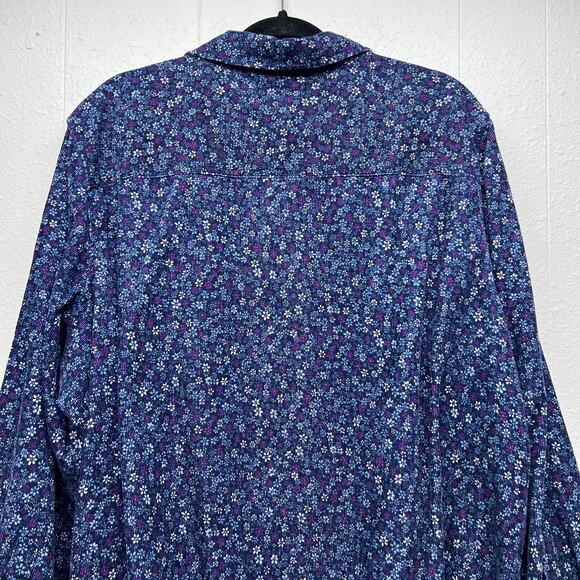 Basic Editions Floral Corduroy Shacket Womens 3X Lightweight Cotton Sustainable - Picture 7 of 11
